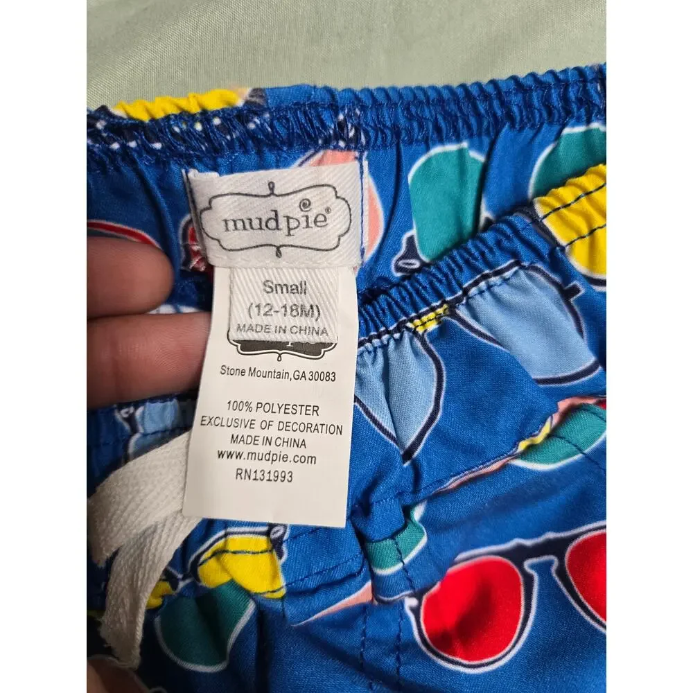 Mudpie 12-18 Months boys sunglasses swimming trunks new with tags